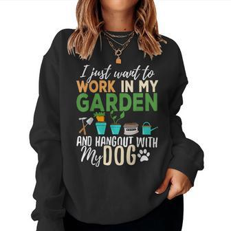 Gardening Dog Lover Gardener Garden Pet Gift Plants Women Crewneck Graphic Sweatshirt - Seseable