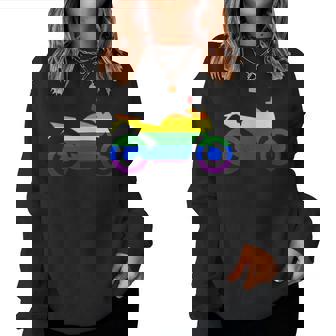 Gay Biker Lgbt-Q Rainbow Pride Flag Motorcycle Men Women Women Sweatshirt | Mazezy