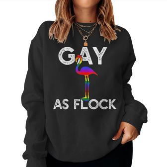 Gay As Flock Af Lgbt Rainbow Flag Pride Flamingo Meme Women Sweatshirt | Mazezy