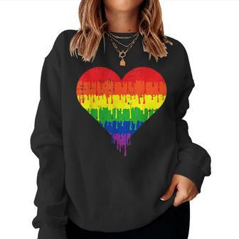 Gay Heart Pride Rainbow Flag Lgbtq Inspirational Lgbt Women Sweatshirt | Mazezy