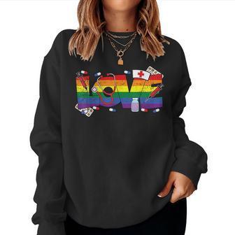 Gay Nurse Lgbt-Q Pride Rainbow Flag Rn Lpn Nursing Women Sweatshirt | Mazezy
