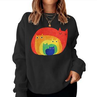 Gay Pride Cat Lgbt Cats Pile Cute Anime Rainbow Women Sweatshirt - Monsterry UK