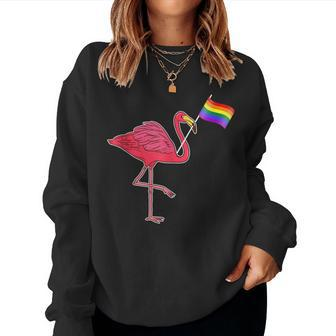 Gay Pride Flamingo Rainbow Flag Lgbt Parade Women Sweatshirt | Mazezy
