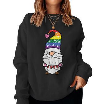 Gay Pride Gnome Love Rainbow Flag Lgbt Ally Women Men Kids Women Sweatshirt | Mazezy
