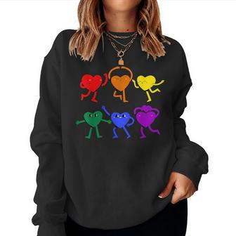 Gay Pride Lgbtq Cute Rainbow Flag Heart Lgbt Gay Ally Pride Women Sweatshirt | Mazezy
