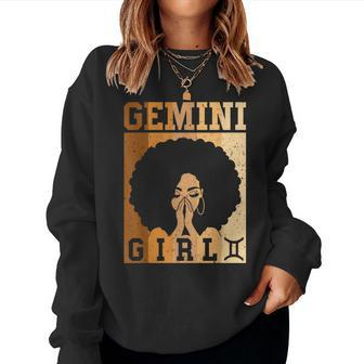 Gemini Girl Zodiac Sign Birthday Queen Melanin Women Women Sweatshirt | Mazezy