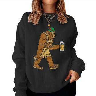 German Bigfoot Sasquatch Beer Lederhose Oktoberfest Women Sweatshirt - Thegiftio UK