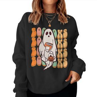 Ghost Book Reading Halloween Costume Teacher Books Lover Women Sweatshirt - Seseable