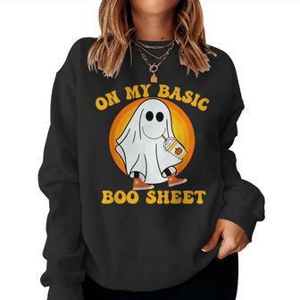 Ghost Pumpkin Spice Latte Fall Vibe Halloween Basic Latte Women Sweatshirt | Mazezy