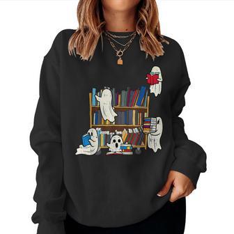 Ghosts Reading Books Teacher Halloween Librarian Boooks Women Sweatshirt - Thegiftio UK