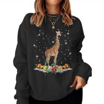 Giraffe Tree Christmas Sweater Xmas Animal For Giraffe Lovers Women Sweatshirt | Mazezy