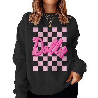 Girl Retro Dolly First Name Personalized Groovy Birthday Women Sweatshirt - Monsterry DE