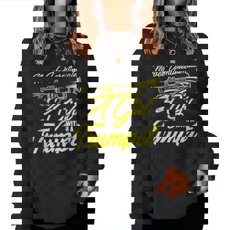Girl Trumpet Never Underestimate A Girl With A Trumpet Women Sweatshirt - Thegiftio