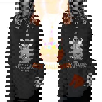 Girls Cute Unicorn Pumpkin Halloween Thanksgiving This Fall Halloween Women Sweatshirt | Mazezy