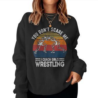 Girls Scholastic Wrestling Coach Folkstyle Wrestling Retro Women Sweatshirt | Mazezy