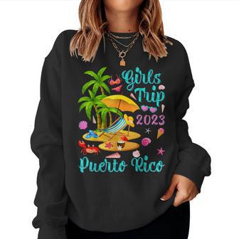 Girls Trip 2023 Beach Vacation Puerto Rico Beach Women Crewneck Graphic Sweatshirt - Monsterry CA