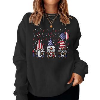 Gnomes 4Th Of July Usa Us American Flag Memorial Day Women Women Sweatshirt | Mazezy