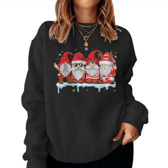 Gnomes In Red Ugly Sweater Gnome Christmas X-Mas Women Sweatshirt | Mazezy