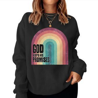 God Keeps His Promises Cute Boho Rainbow Women Sweatshirt | Mazezy