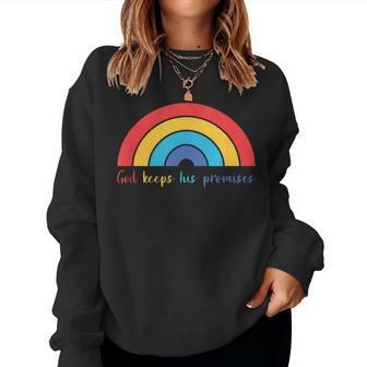 God Keeps His Promises Rainbow Lovely Christian Christianity Women Sweatshirt | Mazezy
