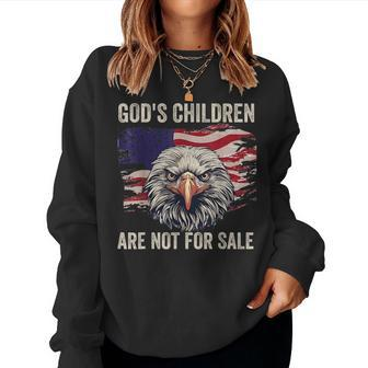 Gods Children Are Not For Sale Usa Flag Eagle Vintage Women Crewneck Graphic Sweatshirt - Monsterry DE