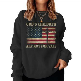 Gods Children Are Not For Sale American Flag Cross Christian Women Sweatshirt | Mazezy