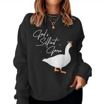 Gods Silliest Goose Geese Lovers For Farm Owners Women Sweatshirt | Mazezy
