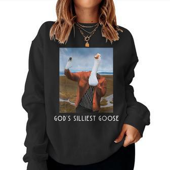 Gods Silliest Goose Selfie Women Sweatshirt | Mazezy