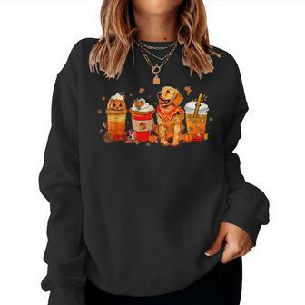 Golden Retriever Fall Coffee Latte Halloween Pumpkin Spice Women Sweatshirt