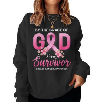 By The Grace God Im A Survivor Breast Cancer Survivor Women Sweatshirt - Seseable