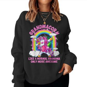 Grandmacorn Like A Normal Grandma Only More Awesome Unicorn Women Crewneck Graphic Sweatshirt - Thegiftio UK