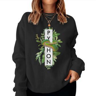 Green Tree Python Tropical Plant Print Women Sweatshirt | Mazezy