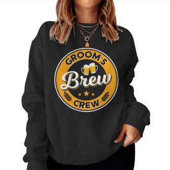 Groom's Brew Crew T Stag Party Beer Groomsmen Apparel Women Sweatshirt | Mazezy
