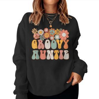 Groovy Auntie Retro 60S 70S Hippie Family Best Aunt Ever Women Sweatshirt - Monsterry AU