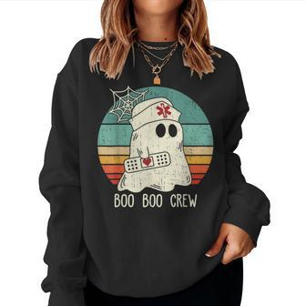 Groovy Boo Boo Crew Nurse Scrub Ghost Halloween Nurse Women Sweatshirt - Seseable