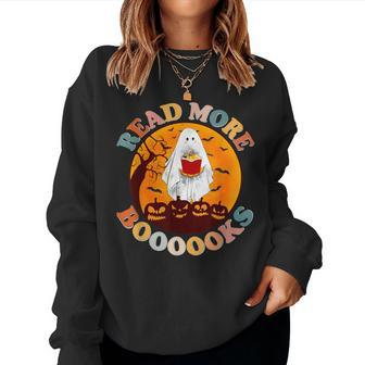Groovy Cute Ghost Boo Read More Books Halloween Women Sweatshirt - Monsterry UK