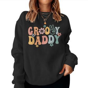 Groovy Daddy Retro Dad Matching Family 1St Birthday Party Women Sweatshirt - Seseable