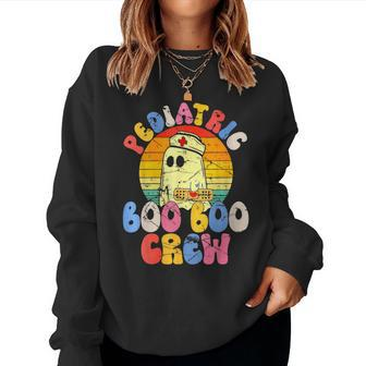 Groovy Ghost Halloween Pediatric Rn Nurse Boo Boo Crew Women Sweatshirt - Seseable