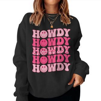 Groovy Howdy Western Girl Country Rodeo Pink Cowgirl Retro Women Sweatshirt | Mazezy DE