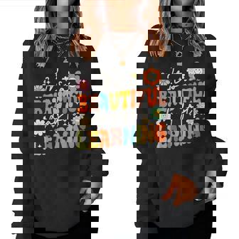 Groovy Its Beautiful Day For Learning Back To School Teacher For Teacher Women Sweatshirt | Mazezy