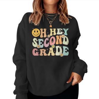 Groovy Oh Hey 2Nd Second Grade Back To School Teacher Women Crewneck Graphic Sweatshirt - Monsterry CA