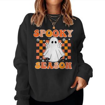 Groovy Retro Spooky Season Halloween Preppy Witch Boy Women Sweatshirt - Monsterry