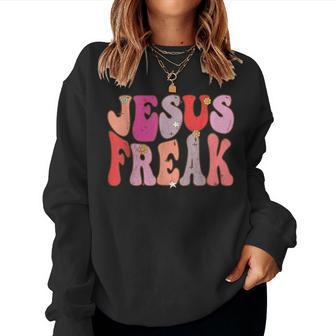Groovy Retro Vintage Jesus Freak Love Christian Women Sweatshirt - Thegiftio UK