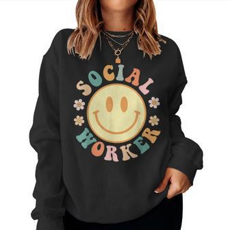 Groovy School Social Worker Social Work Month Women Sweatshirt | Mazezy