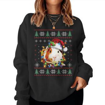 Guinea Pig Christmas Fairy Lights Santa Ugly Sweater Pajamas Women Sweatshirt - Seseable