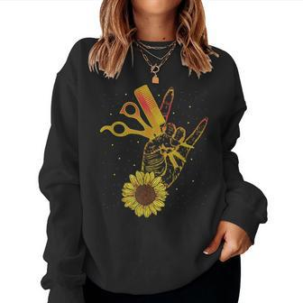 Hairstylist Sunflower Hippie Hair Salon Women Sweatshirt | Mazezy AU