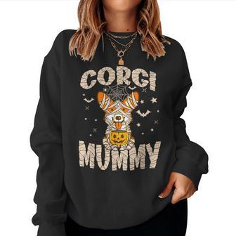 Halloween Costume Dog Lover Owner Outfit Adult Corgi Mummy Women Sweatshirt - Monsterry DE