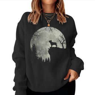 Halloween Dog Frenchie Frenchie Dog Moon Howl In Forest Women Sweatshirt | Mazezy