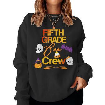 Halloween Fifth Grade Cute Boo Crew Teacher Student Retro Halloween Women Sweatshirt | Mazezy DE