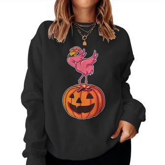 Halloween Flamingo Costumew Pumpking Bird Flamingoween Halloween Women Sweatshirt | Mazezy
